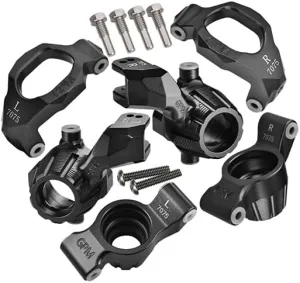 Aluminum 7075 Front C-Hubs & Front Steering Blocks & Rear Stub Axle Carriers Set for Traxxas 1:10 4WD MAXX 89076-4 / 4WD MAXX with WideMAXX 89086-4/1:8 4WD Maxx Slash 6S 102076-4 Upgrades - Black