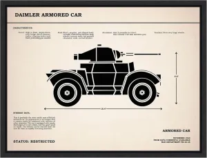 Amanti Art Framed Canvas Wall Art 18x24 Daimler Armored Car by Mark Rogan, Framed Wall Art Canvas, Americana Artwork, Modern Decor, Medium Poster Painting for Living Room, Bedroom, Bathroom, Kitchen,