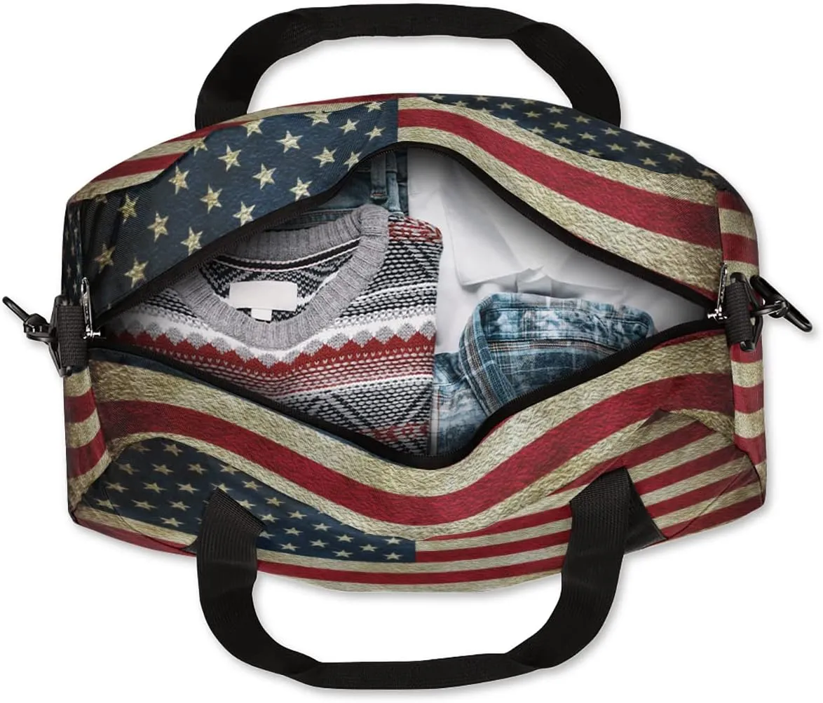 America Flag 4th Of July Memorial Day Kids Duffel Bag for Girls Boys Teens, Oil Painting Dance Bag Overnight Small Duffel Bag Carry On Weekend Sports Gym Travel Bag for School Practice Gymnastics Ballet