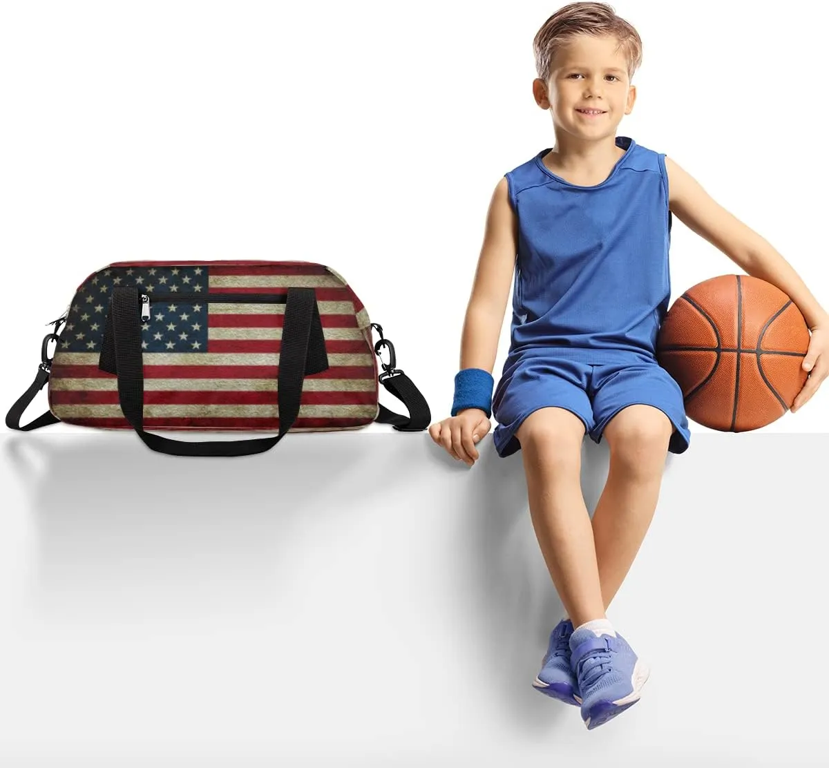 America Flag 4th Of July Memorial Day Kids Duffel Bag for Girls Boys Teens, Oil Painting Dance Bag Overnight Small Duffel Bag Carry On Weekend Sports Gym Travel Bag for School Practice Gymnastics Ballet