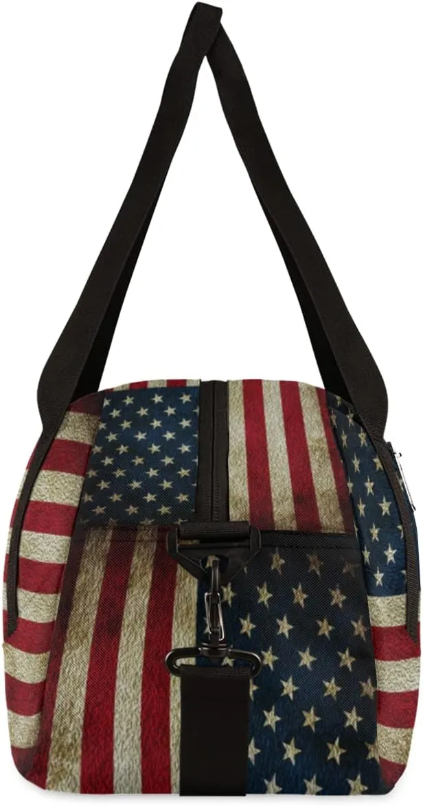 America Flag 4th Of July Memorial Day Kids Duffel Bag for Girls Boys Teens, Oil Painting Dance Bag Overnight Small Duffel Bag Carry On Weekend Sports Gym Travel Bag for School Practice Gymnastics Ballet