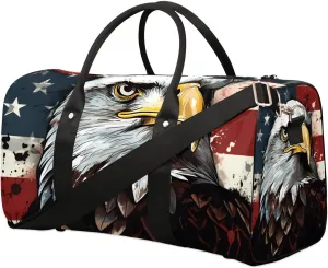 American Bald Eagles Travel Duffel Bag for Women Men Waterproof Foldable Overnight Weekender Bag Large Capacity Sports Gym Bag