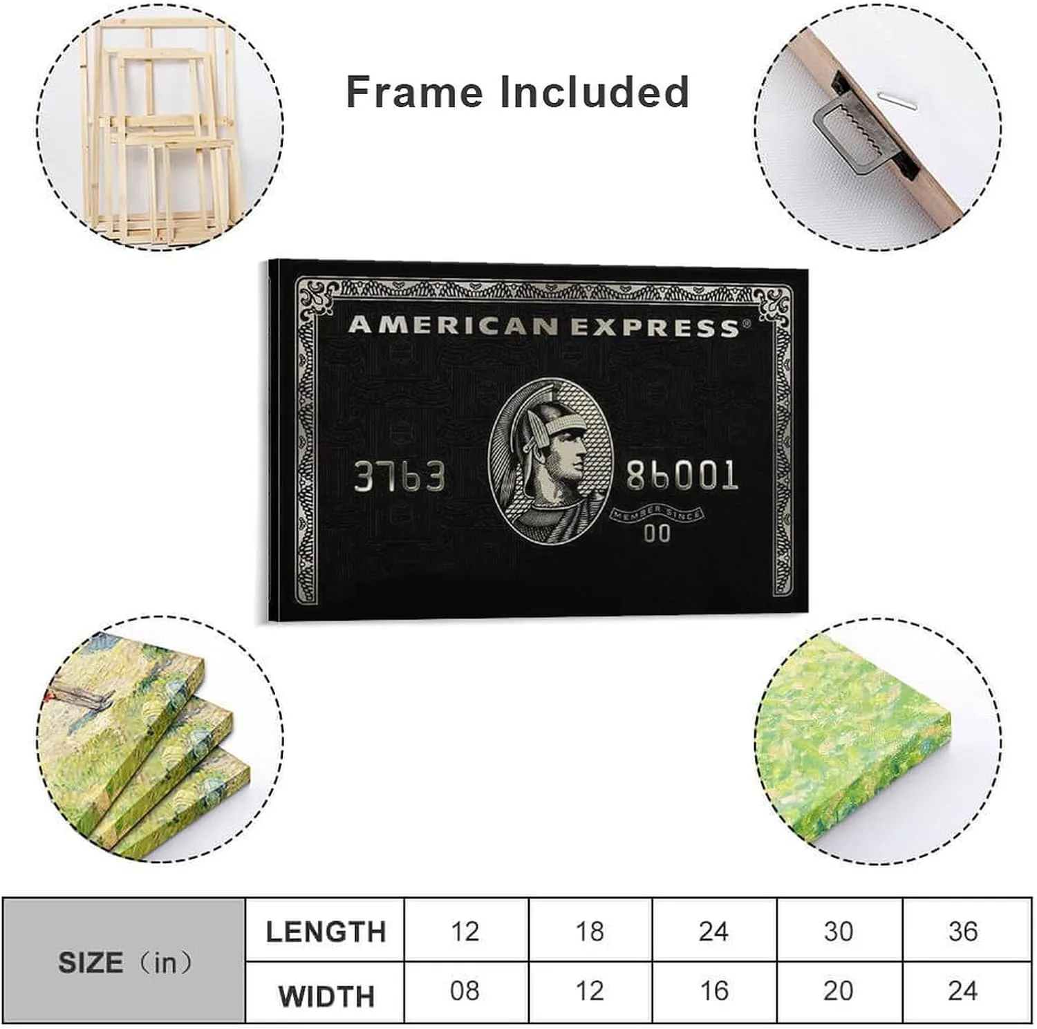 American Express Centurion Black Gold Card Art Poster Canvas Print Poster Decorative Painting Canvas Wall Art Living Room Posters Bedroom Painting 16x24inch(40x60cm)