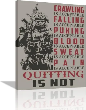 American Military Army Wall Art Retro Soldiers Motivational Wall Decor American Canvas Prints Artwork Vintage Inspring Patriotic Pictures Home Decor Framed Ready to Hang for Home Office 12"x16"