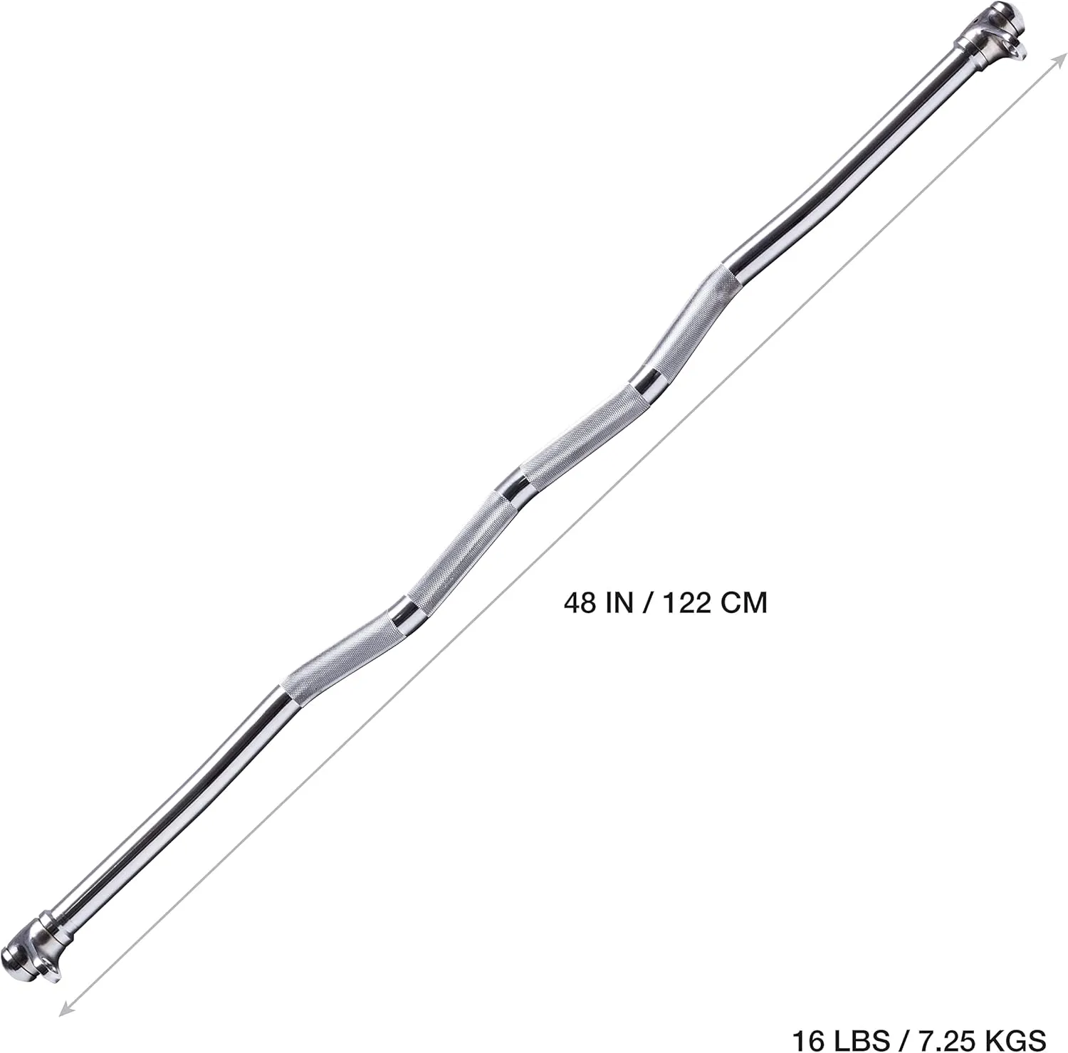AmStaff 48" Straight Ez Curl Lat Pull Down Bar with Revolving Double Hook for Dual Pulley Cable Machines, Functional Trainer Multi-Purpose Attachment
