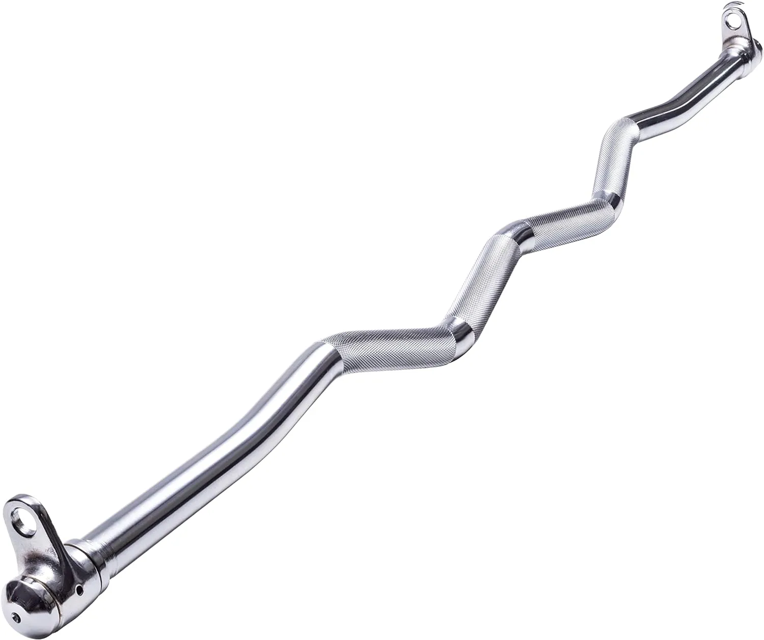 AmStaff 48" Straight Ez Curl Lat Pull Down Bar with Revolving Double Hook for Dual Pulley Cable Machines, Functional Trainer Multi-Purpose Attachment