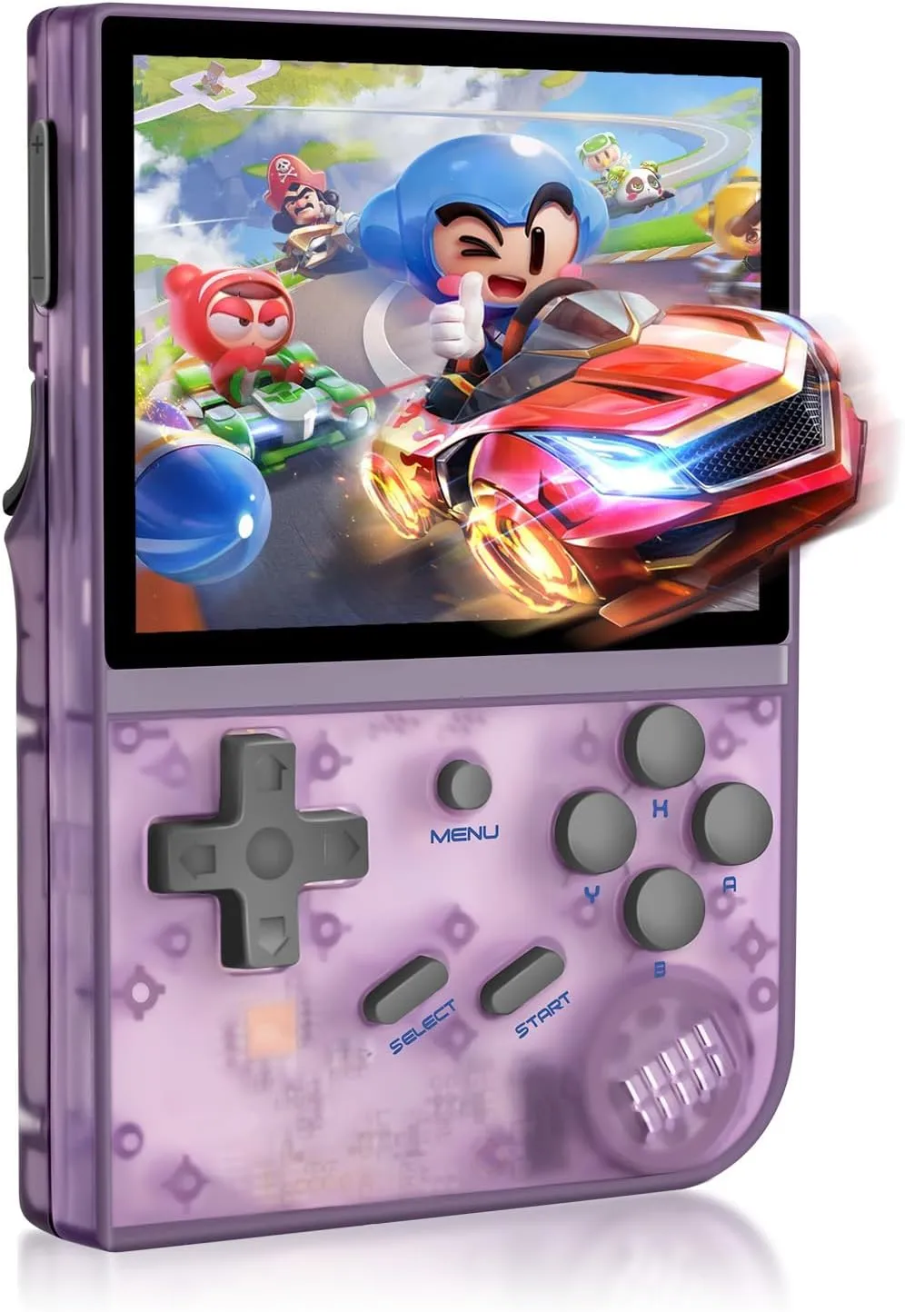Anbernic RG35XX Handheld Game Console Retro Games Consoles with 3.5 Inch IPS Screen 64G TF Card 5474 Classic Games 2100mAh Battery Support Linux and Garlic Dual Stylem, HDMI and TV Output Purple