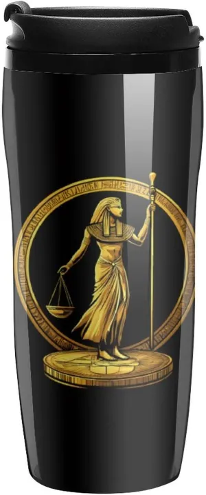 Ancient Egyptian Golden Pharoah Coin Coffee Mug with Lid Portable Tumbler Water Bottle for Travel Business 350ml
