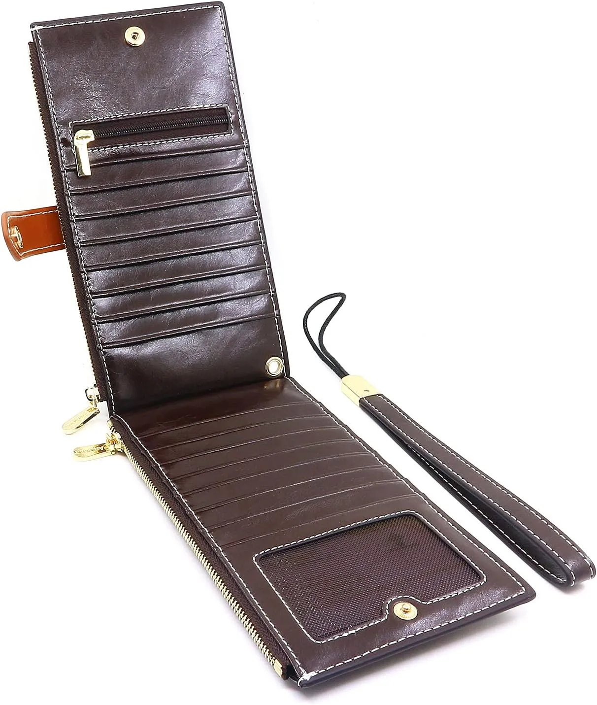 ANDOILT Wallets for Women Genuine Leather Wallet RFID Blocking Bifold Multi Card Case Purse with Zipper Pocket Handbag