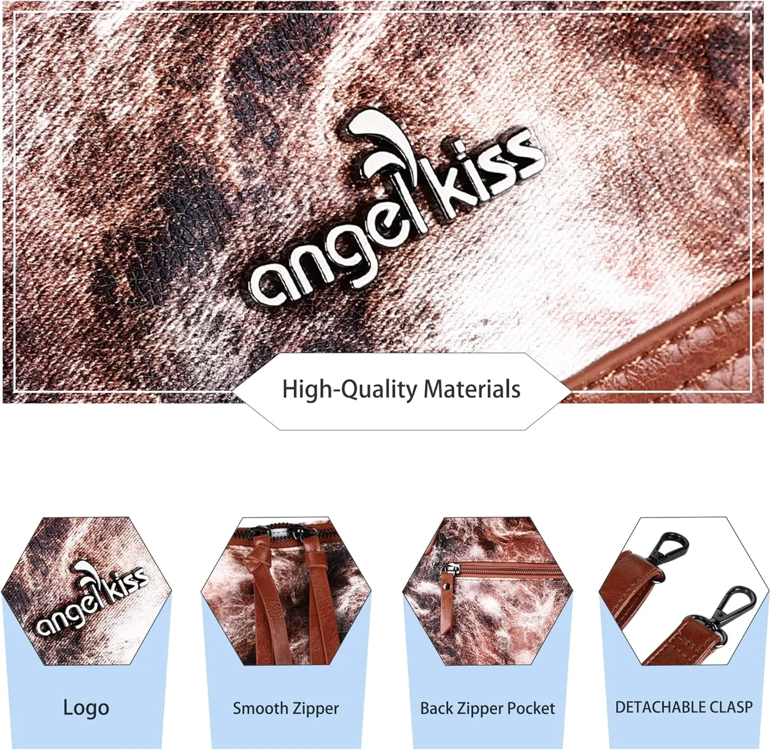 Angel Kiss Large Hobo Bags for Women Crossbody Bag Travel Shoulder bag Roomy Multi-functional Vegan Leather Satchel Tote