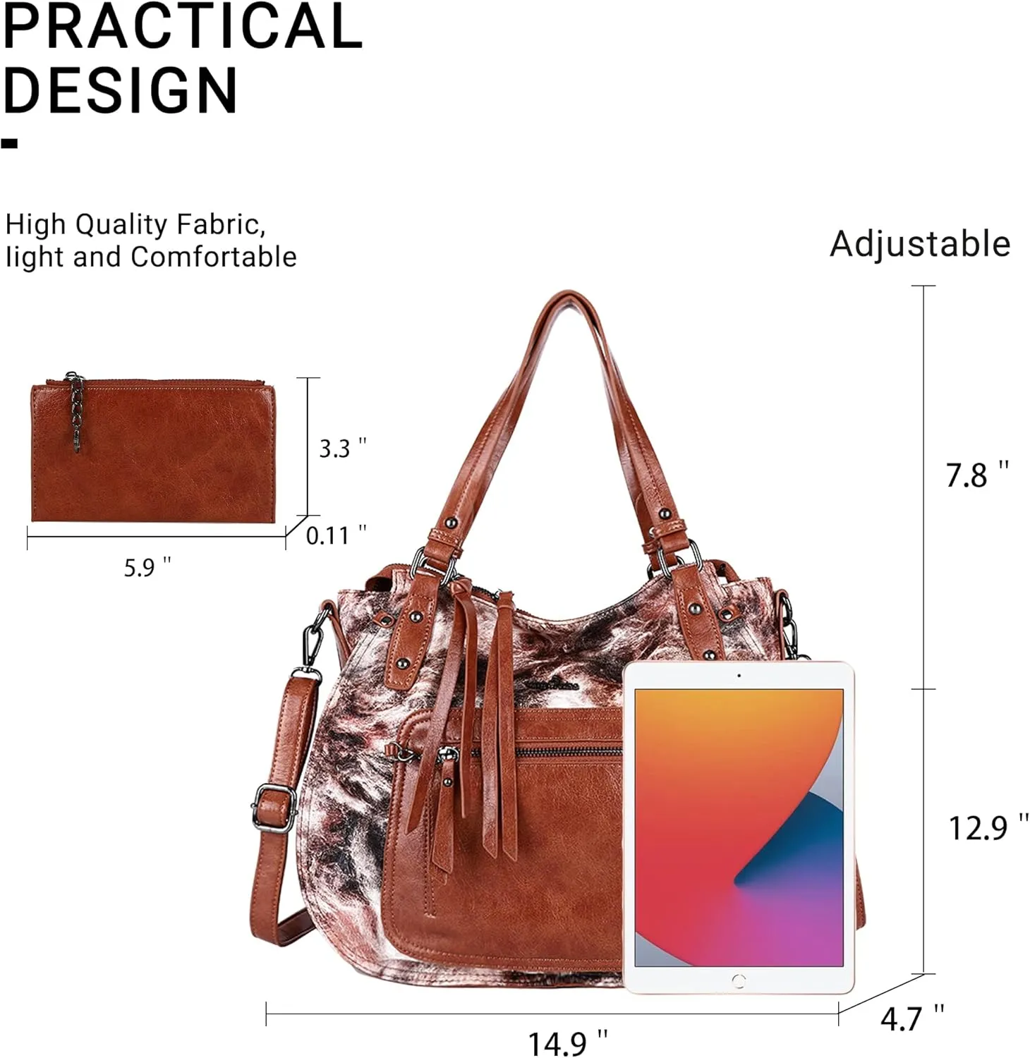 Angel Kiss Large Hobo Bags for Women Crossbody Bag Travel Shoulder bag Roomy Multi-functional Vegan Leather Satchel Tote