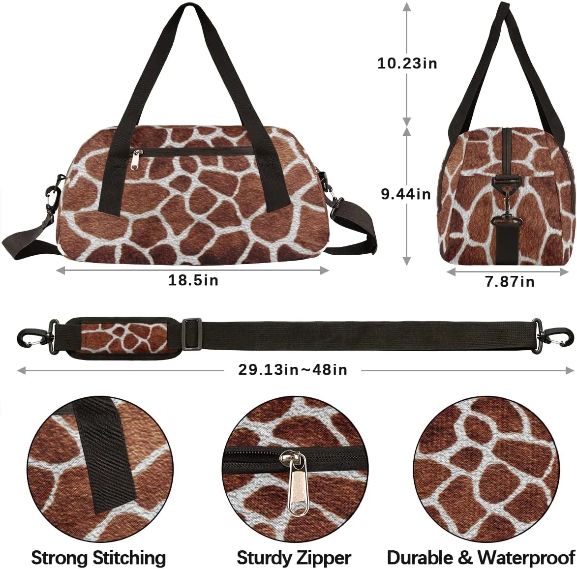 Animal Giraffe Skin Print Kids Duffel Bag for Girls Boys Teens, Oil Painting Dance Bag Overnight Small Duffel Bag Carry On Weekend Sports Gym Travel Bag for School Practice Gymnastics Ballet