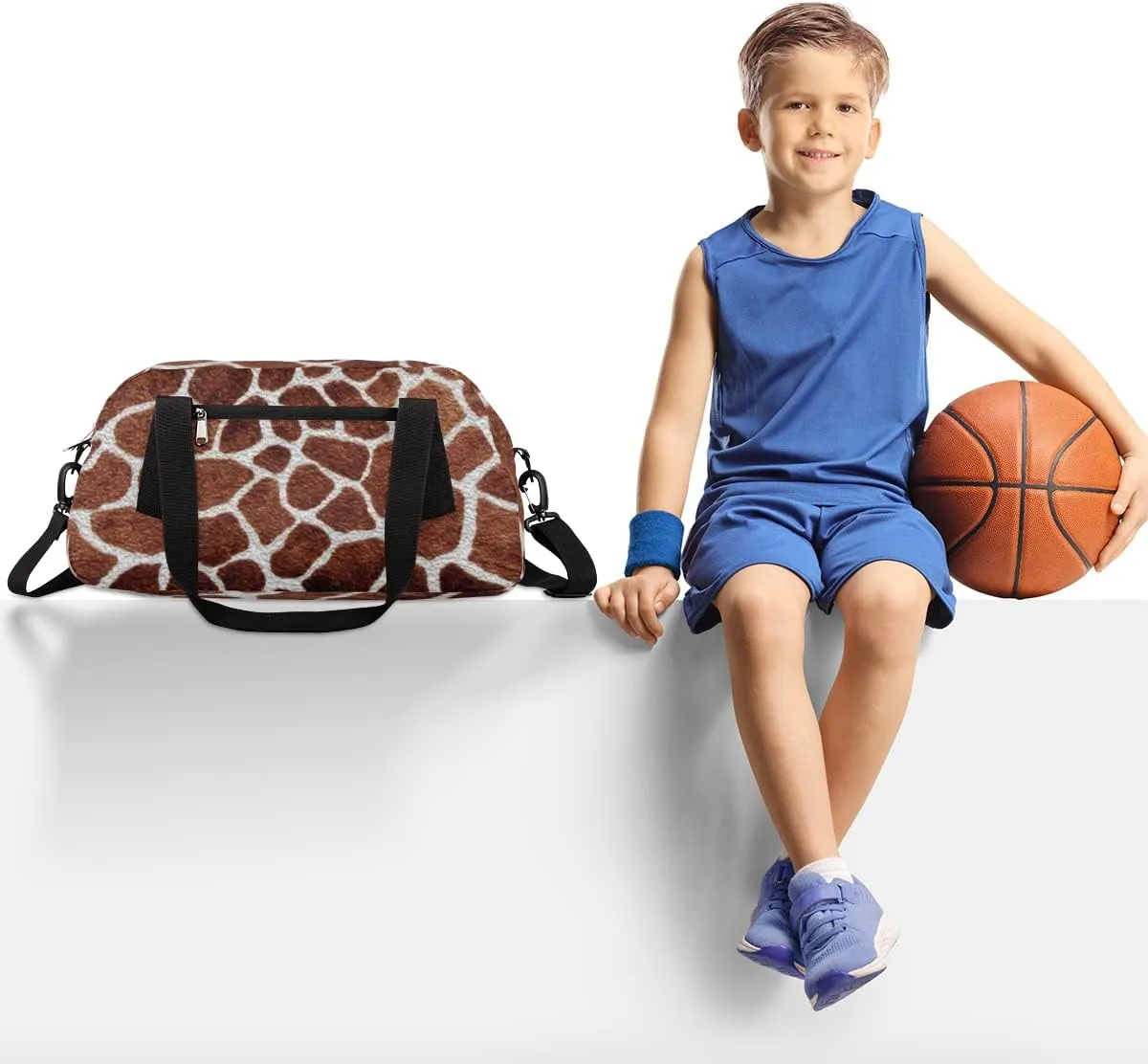 Animal Giraffe Skin Print Kids Duffel Bag for Girls Boys Teens, Oil Painting Dance Bag Overnight Small Duffel Bag Carry On Weekend Sports Gym Travel Bag for School Practice Gymnastics Ballet
