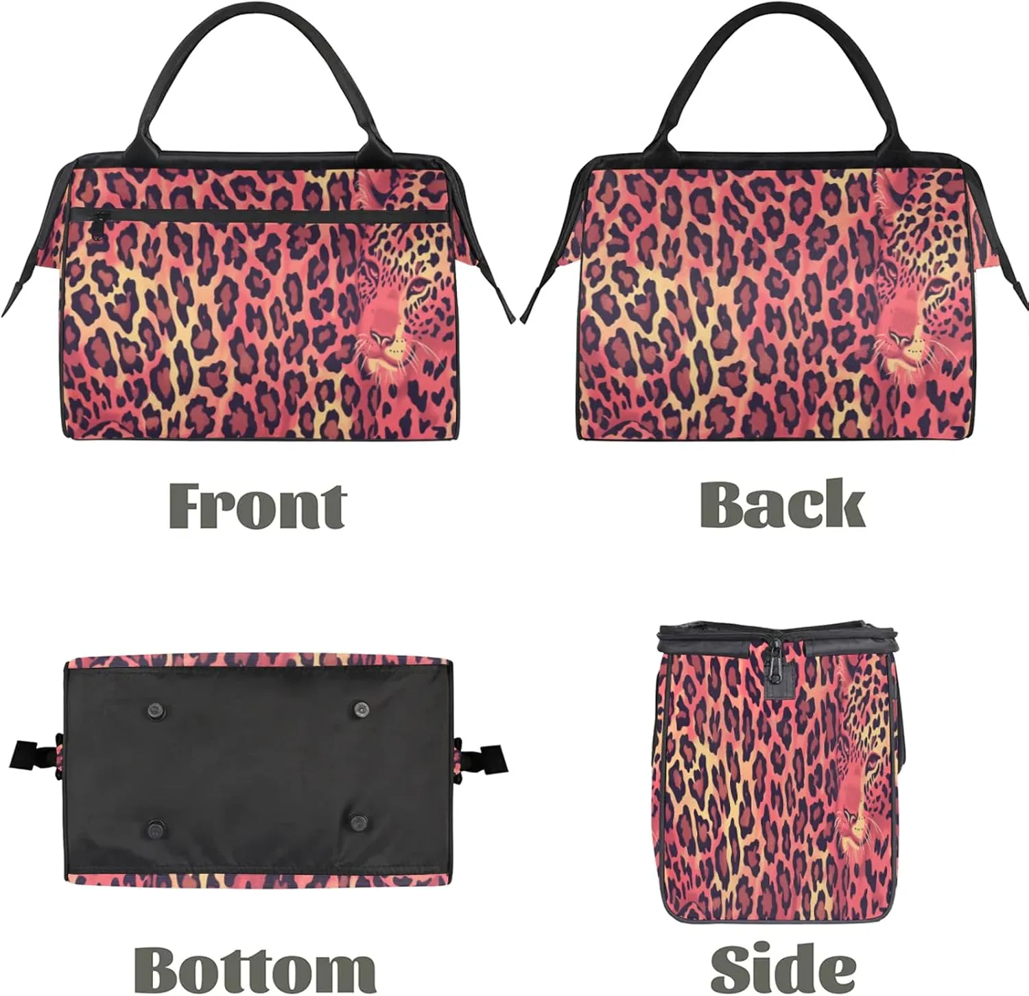 Animal Leopard Large Travel Duffel Bag Gym Tote Bag for Women Men Waterproof Weekend Overnight Bag Carry On Tote Luggage with Pocket Personal Item Bags Sports Bag fit Travel Sports Gym Yoga