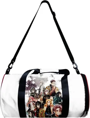 Anime Demon Slay Large Capacity Gym Bag Manga Kemitsu Sport Duffel Bag With Shoe Bag(Group White)