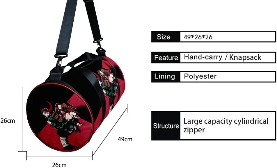 Anime Demon Slay Large Capacity Gym Bag Manga Kemitsu Sport Duffel Bag With Shoe Bag(Sibling)