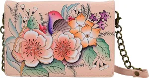 Anna by Anuschka Women’s Hand-Painted Genuine Leather Flap Organizer Wallet - Vintage Garden