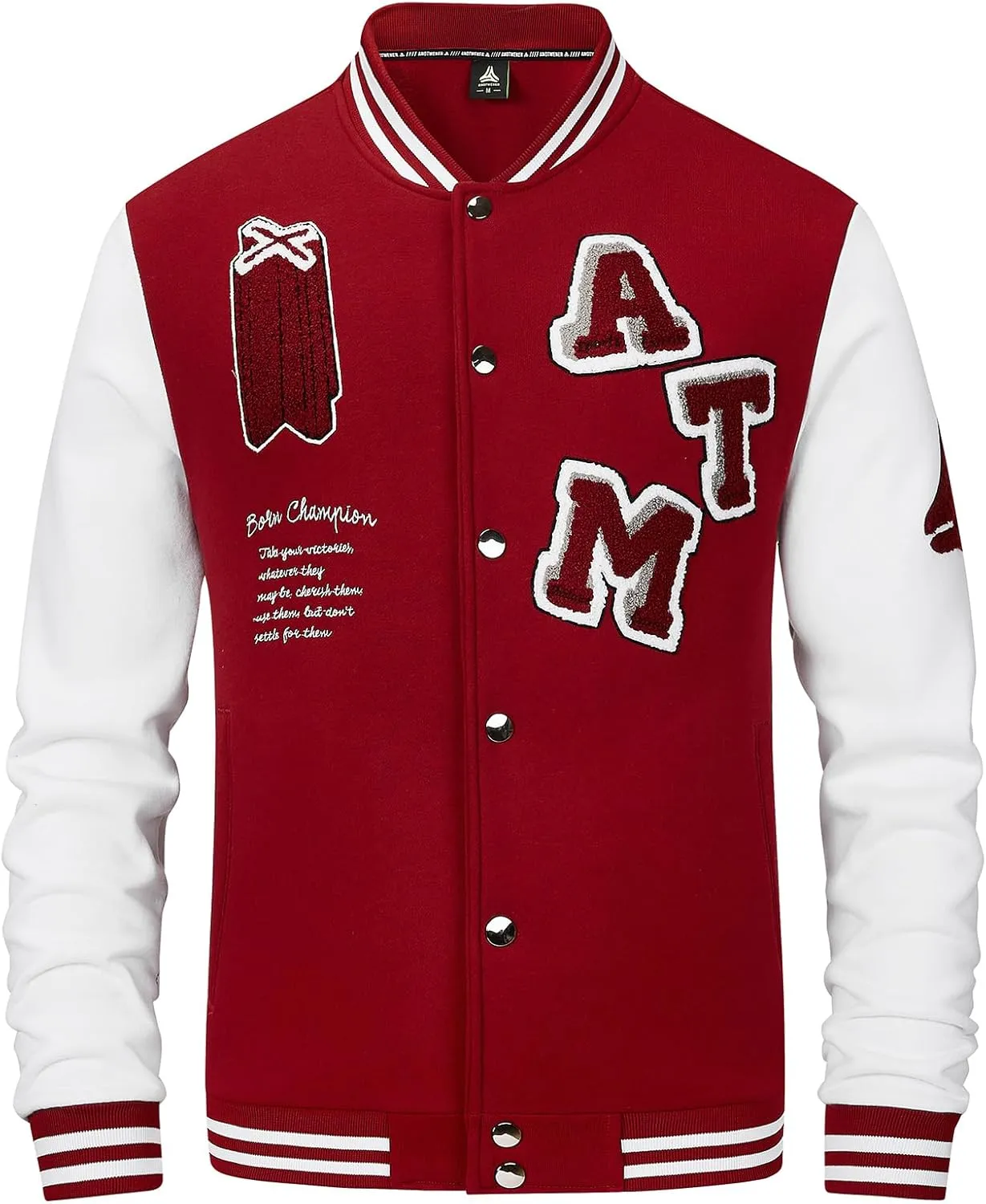 ANOTWENER Men's Varsity Jacket Vintage Baseball Button Jackets Long Sleeve with Letters Casual Coats for Men