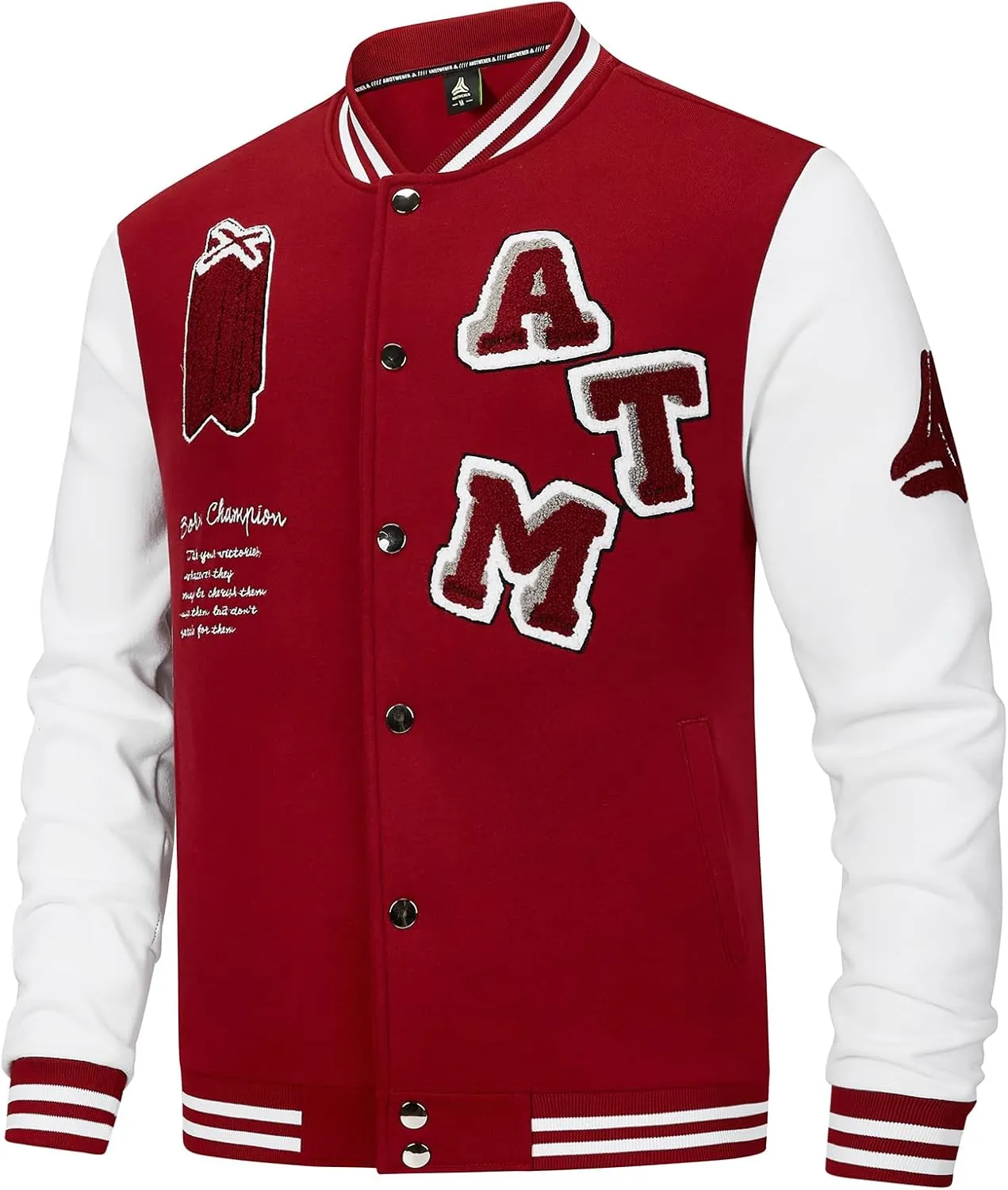 ANOTWENER Men's Varsity Jacket Vintage Baseball Button Jackets Long Sleeve with Letters Casual Coats for Men