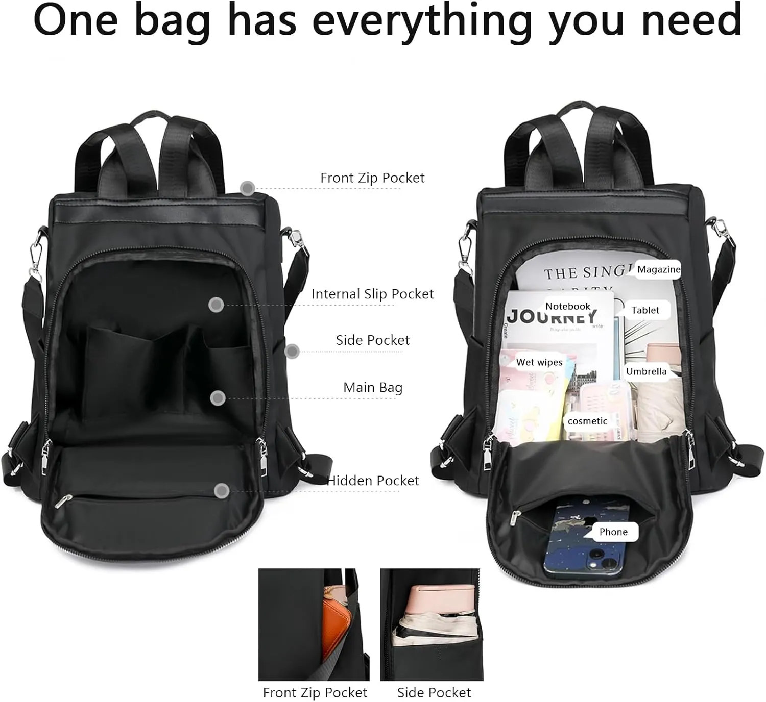 Anti-Theft Large Capacity Backpack, Shoulder Bag for Women, Crossbody Lightweight Lavazza Backpack Bishe Bag (Brown)