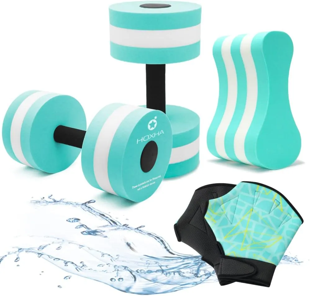 Aquatic Exercise Dumbell Set of 2 - Water Aerobic Exercise Foam Dumbbells Pool Resistance Fitness Equipment for Weight Loss