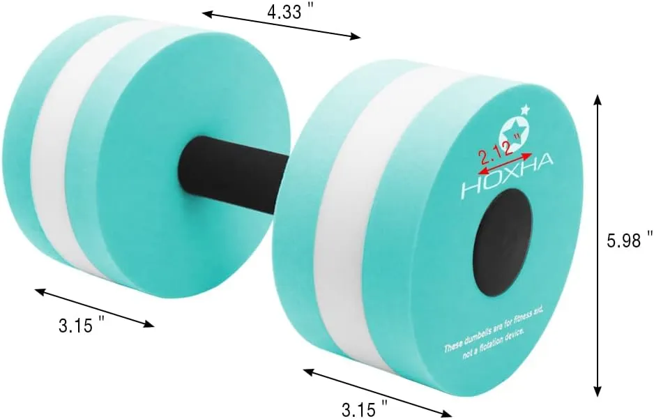 Aquatic Exercise Dumbell Set of 2 - Water Aerobic Exercise Foam Dumbbells Pool Resistance Fitness Equipment for Weight Loss