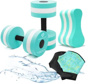 Aquatic Exercise Dumbell Set of 2 - Water Aerobic Exercise Foam Dumbbells Pool Resistance Fitness Equipment for Weight Loss