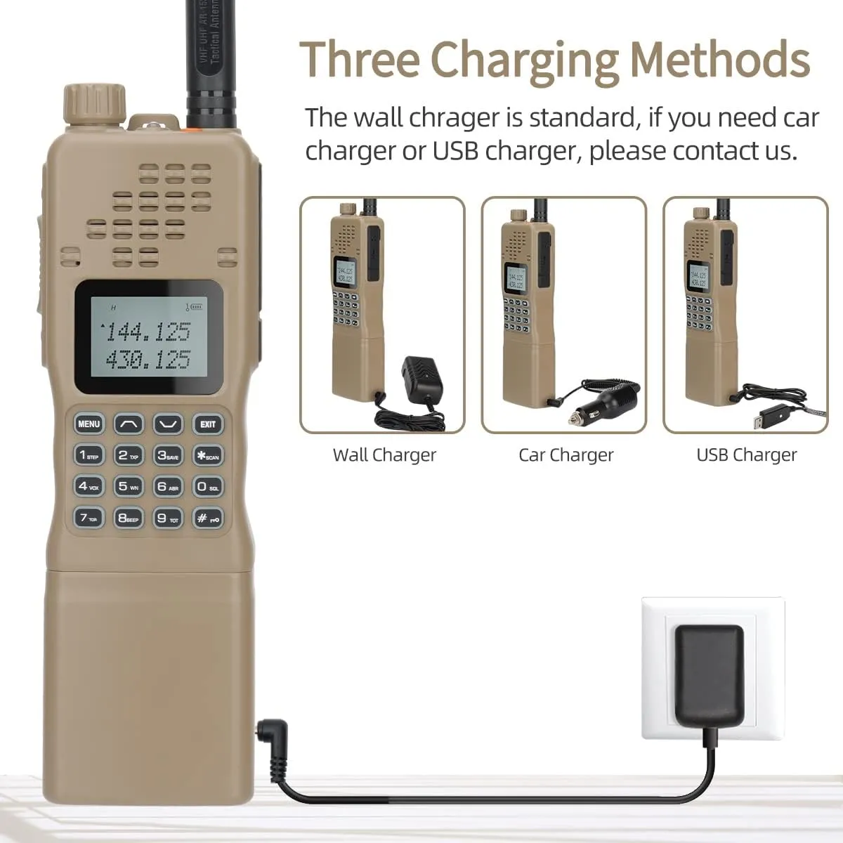 AR-152 Ham Radio 10W High Power Tactical Two Way Radio with 12000 mAh Rechargeable Larger Battery Handheld Long Range Walkie Talkies Full Kit