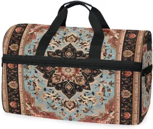 Arabian Arabic Pattern Travel Duffel Bag Luggage Sports Gym Bags With Shoes Compartment Large Capacity Lightweight Duffle Bag For Men Women
