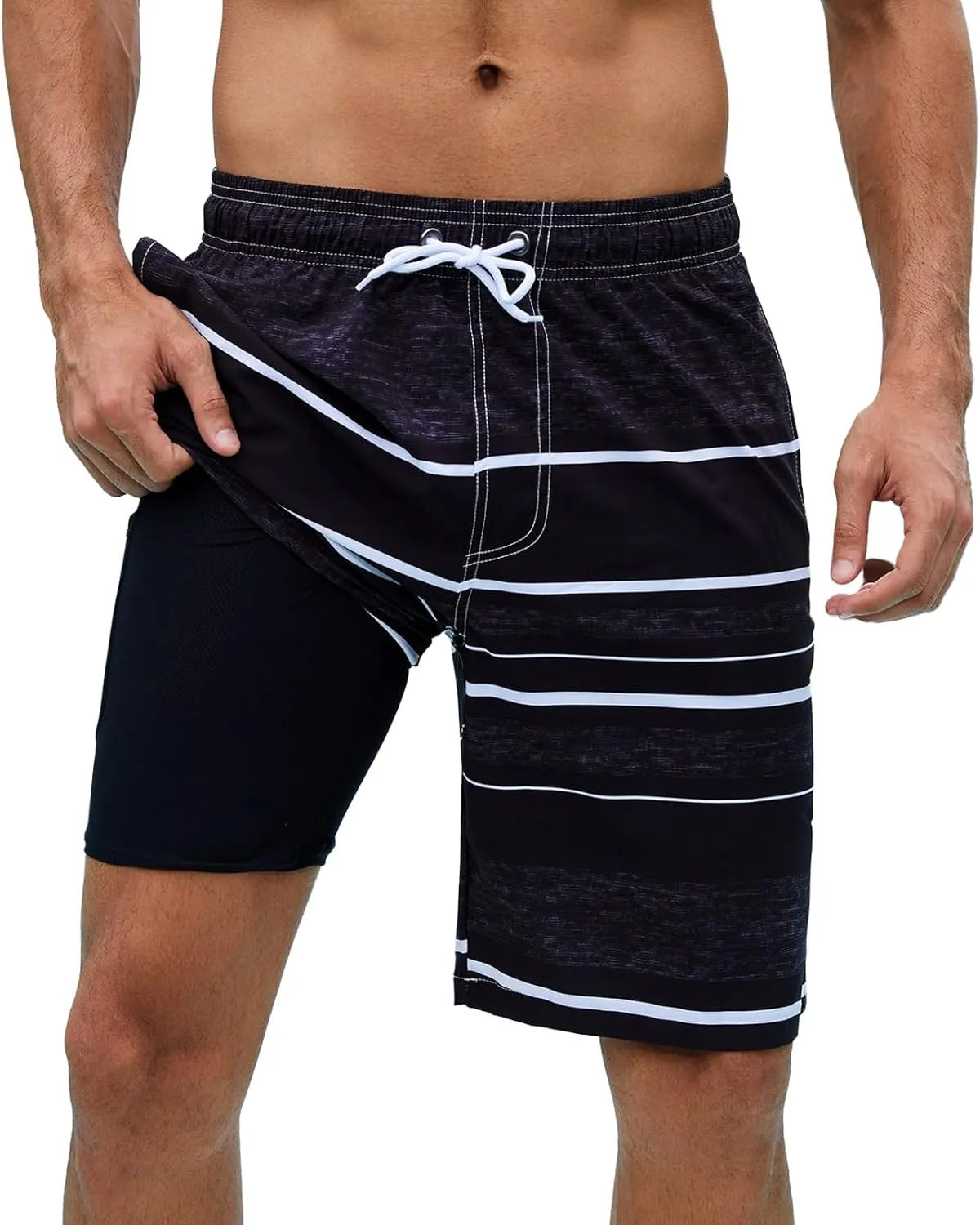 Arcweg Mens Swim Trunks with Compression Liner 9” Men Beach Board 2 in 1 Bathing Suit with Zipper Pockets, Quick Dry