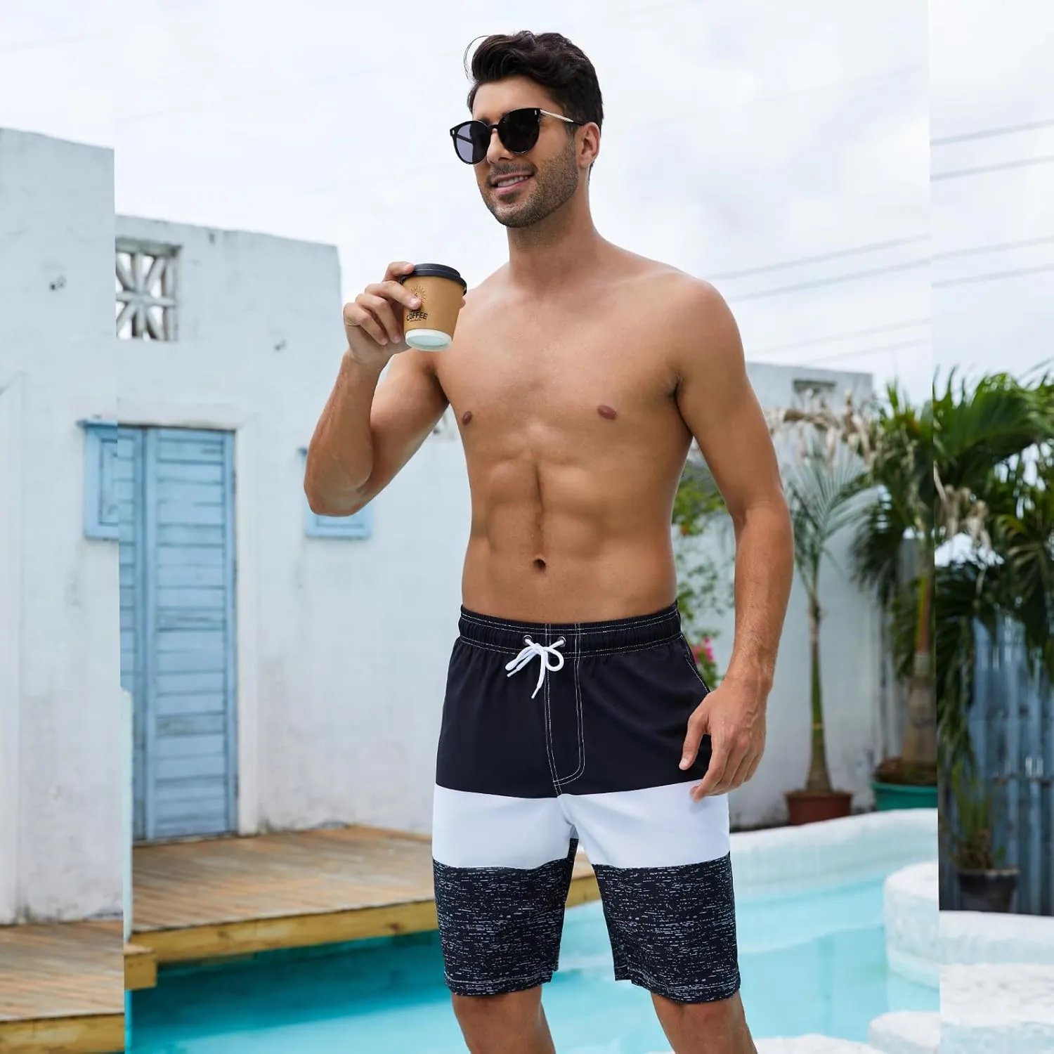 Arcweg Mens Swim Trunks with Compression Liner 9” Men Beach Board 2 in 1 Bathing Suit with Zipper Pockets, Quick Dry