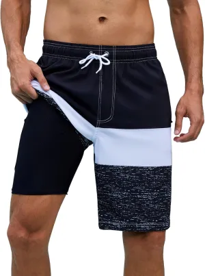 Arcweg Mens Swim Trunks with Compression Liner 9” Men Beach Board 2 in 1 Bathing Suit with Zipper Pockets, Quick Dry