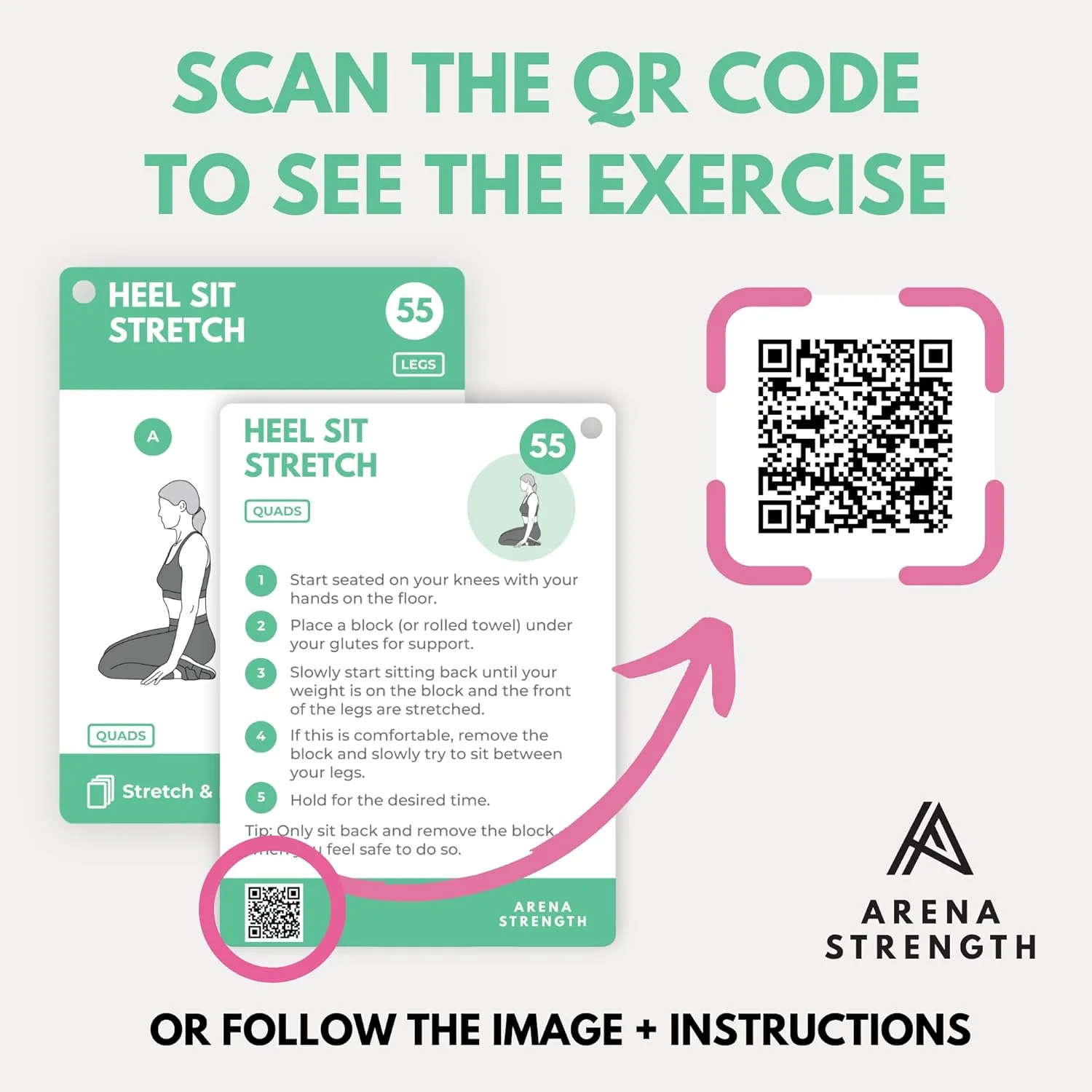 Arena Strength Workout Cards - Instructional Fitness Deck for Booty Band Workouts, Beginner Fitness Guide for Resistance Band Training Exercises at Home. Includes Workout Routines.