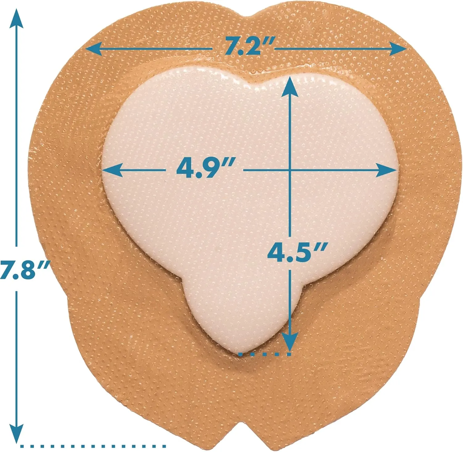 Areza Medical - Silicone Foam with Super-Absorbent Layer - Wound Dressing - Waterproof - with Adhesive Border - Sterile - Designed for Sacral Wounds - 7.2" x 7.8" - 10 PCS per Box - FSA/HSA Approved