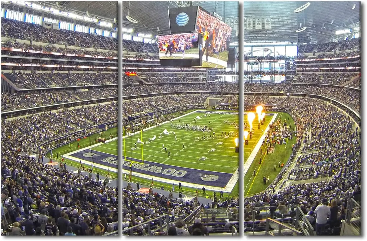 Arlington AT&T Stadium Wall Art Football Game Art Pictures Print On Canvas Sports Field Modern Artwork Wall Art for Living Room Office Giclee Gallery Wrapped Posters Framed Ready to Hang, 42"Wx28"H