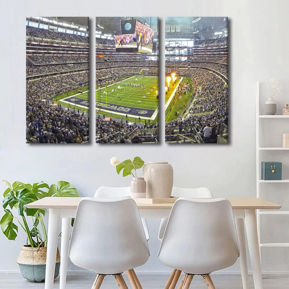Arlington AT&T Stadium Wall Art Football Game Art Pictures Print On Canvas Sports Field Modern Artwork Wall Art for Living Room Office Giclee Gallery Wrapped Posters Framed Ready to Hang, 42"Wx28"H