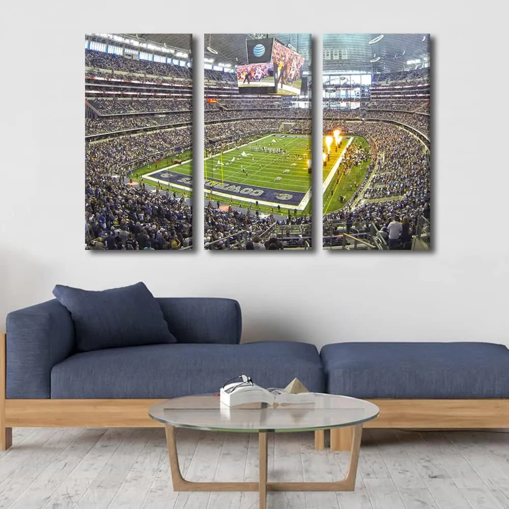 Arlington AT&T Stadium Wall Art Football Game Art Pictures Print On Canvas Sports Field Modern Artwork Wall Art for Living Room Office Giclee Gallery Wrapped Posters Framed Ready to Hang, 42"Wx28"H