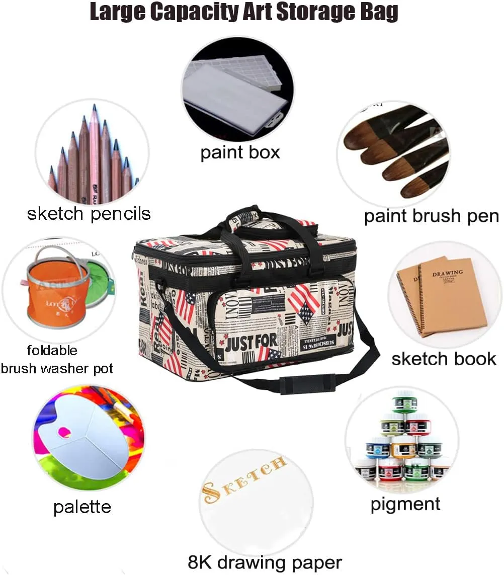 Art and Craft Storage Organizer Bag - Large Capacity Paint Supplies Carrying Case for Travel - Foldable Waterproof Tote for Sewing and Artist Tools