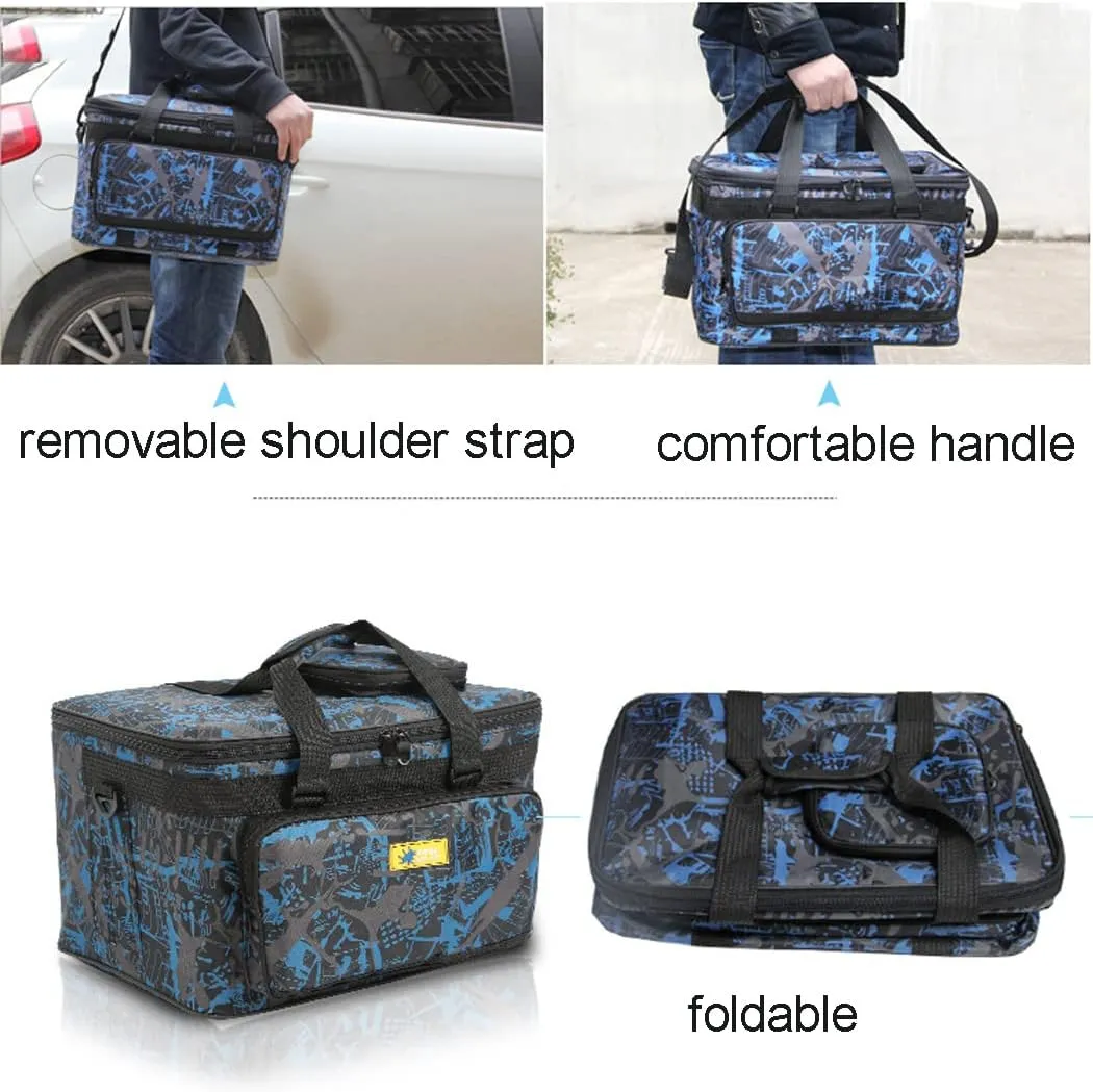 Art and Craft Storage Organizer Bag - Large Capacity Paint Supplies Carrying Case for Travel - Foldable Waterproof Tote for Sewing and Artist Tools