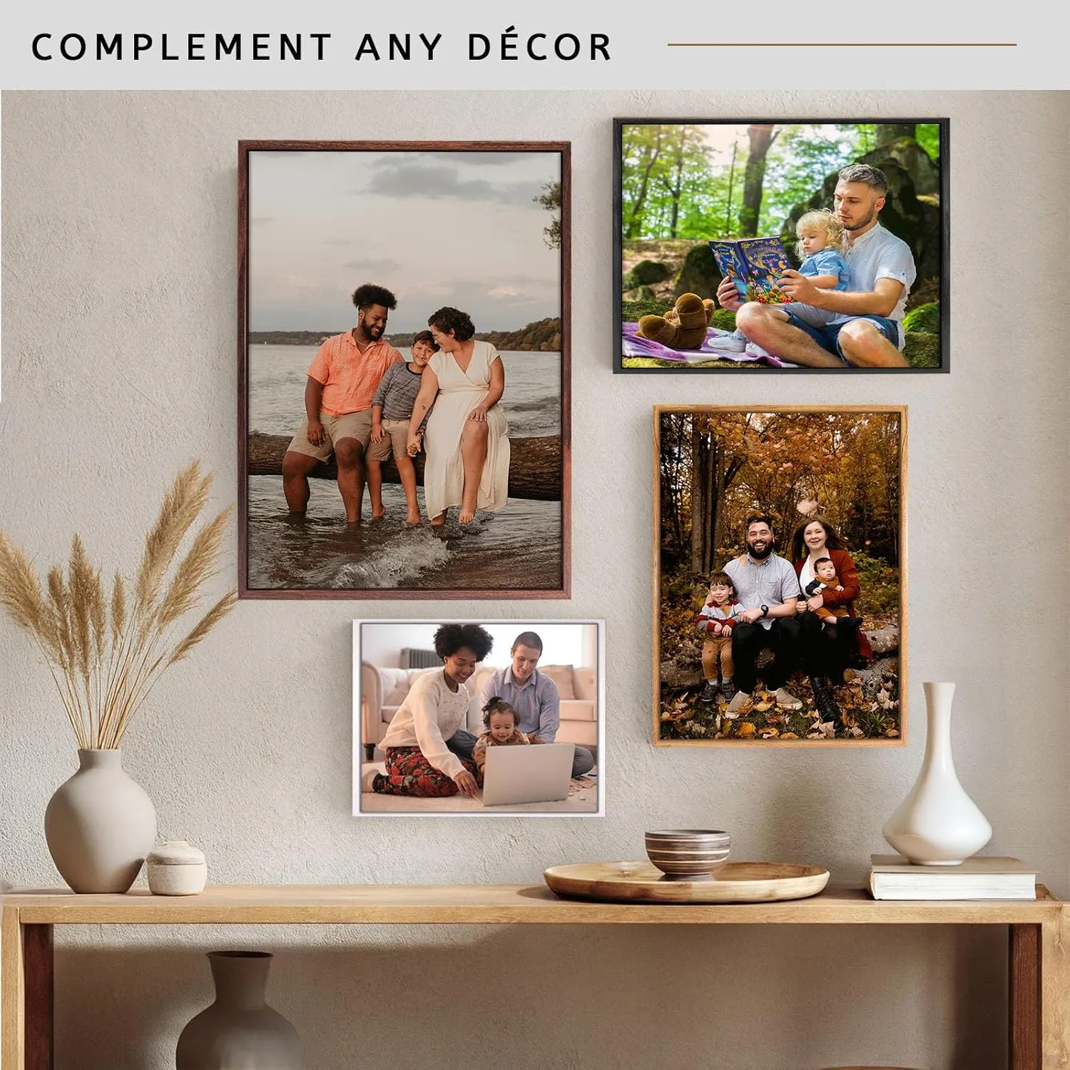 ART Canvas Floating Frame, Wood-Look Floater Frames Picture Wall Painting for 1.25 Deep Finished Customized Canvas Prints, Picture Wall Decor Artwork for Home Bedroom (Light Oak, 12" x 12")