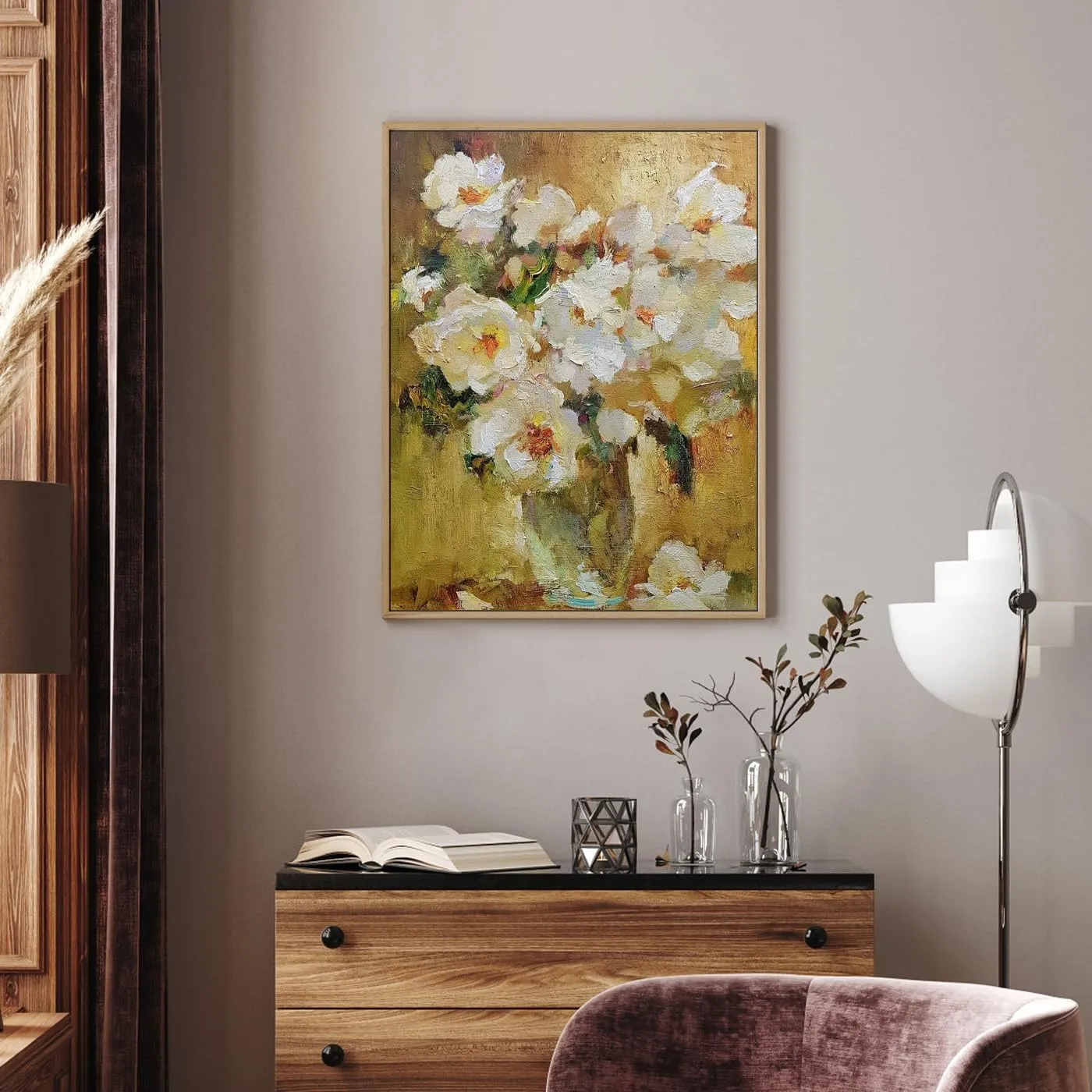 ART Canvas Floating Frame, Wood-Look Floater Frames Picture Wall Painting for 1.25 Deep Finished Customized Canvas Prints, Picture Wall Decor Artwork for Home Bedroom (Light Oak, 12" x 12")