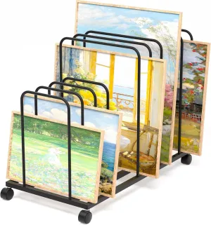 Art Canvas Storage Rack, Adjustable Art Storage Rack, Art Drying Rack Metal Storage Stand, Art Print Display Rack with Wheels for Large Canvas Boards, Panel, Crafts Drying & Print Racks