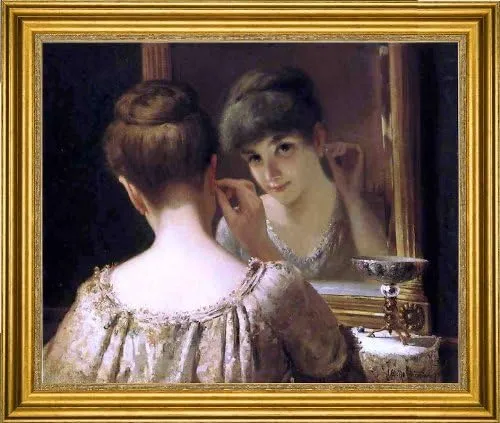 Art Oyster James Wells Champney The Coquette - 16" x 20" Premium Canvas Print with Gold Frame