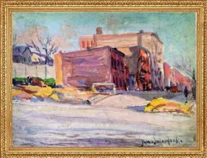 Art Oyster Julian Onderdonk Foot of 52nd Street at Hudson Park - 18" x 24" Premium Canvas Print with Antique Gold Finish Frame