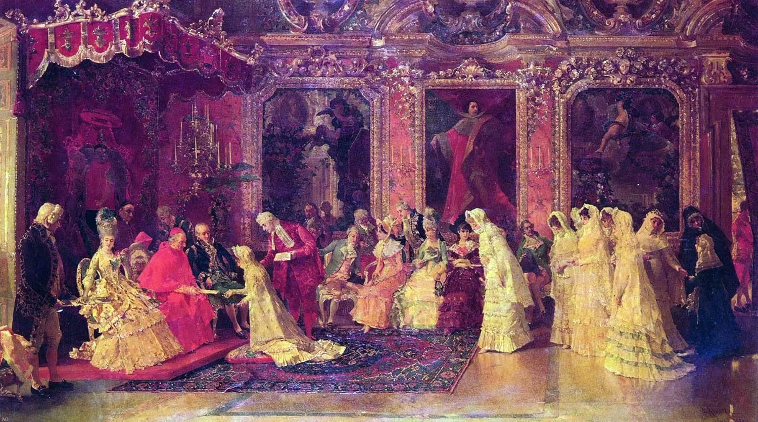 Art Oyster Luis Alvarez Catala Princess Borghese Bestowing Dowries - 14" x 28" Premium Canvas Print