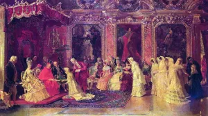 Art Oyster Luis Alvarez Catala Princess Borghese Bestowing Dowries - 14" x 28" Premium Canvas Print