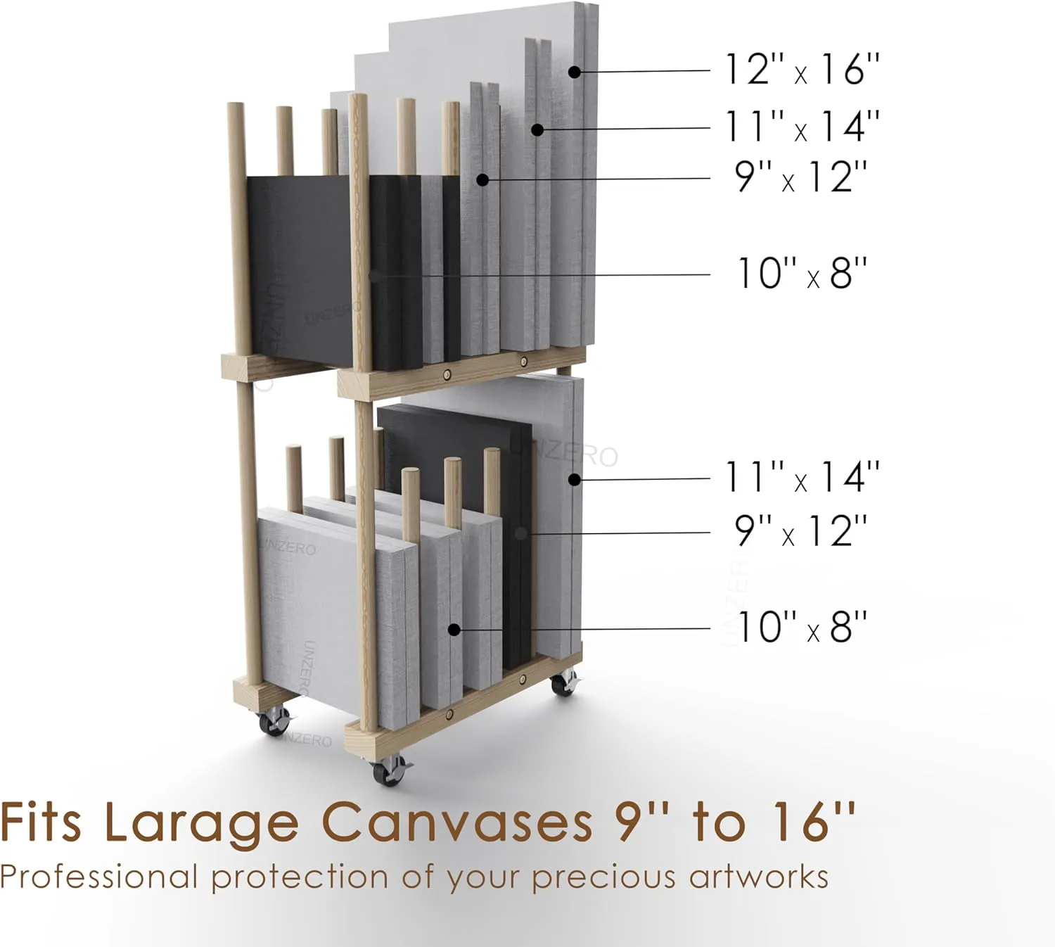 Art Storage Rack - Canvas & Paper Storage Stand with Handle & Caster Wheels for Art Studios & Gallery