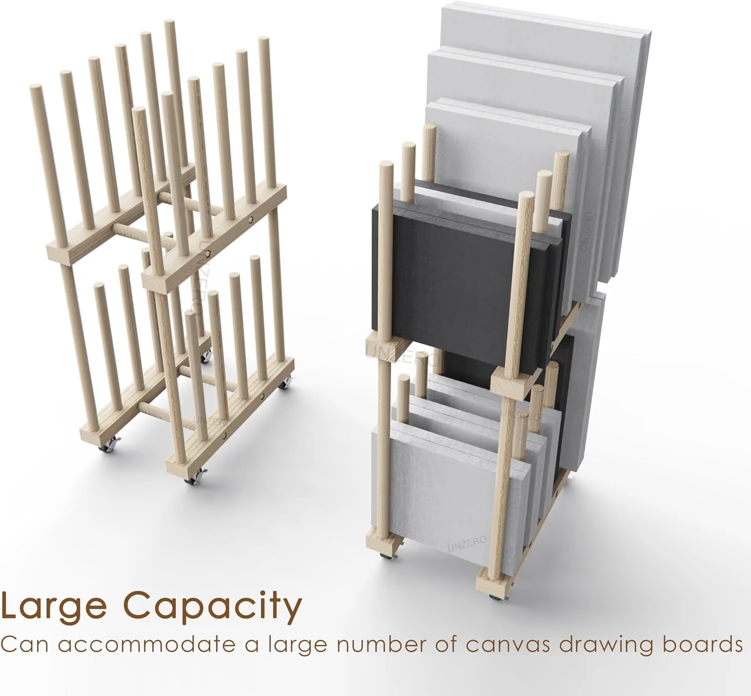 Art Storage Rack - Canvas & Paper Storage Stand with Handle & Caster Wheels for Art Studios & Gallery