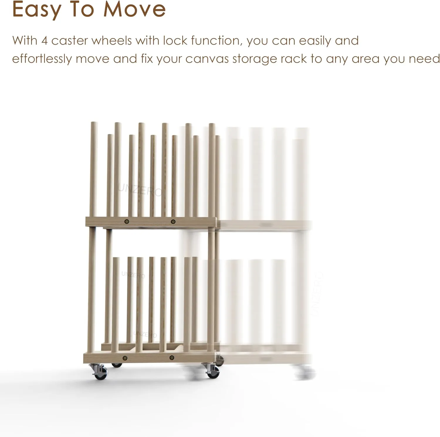 Art Storage Rack - Canvas & Paper Storage Stand with Handle & Caster Wheels for Art Studios & Gallery