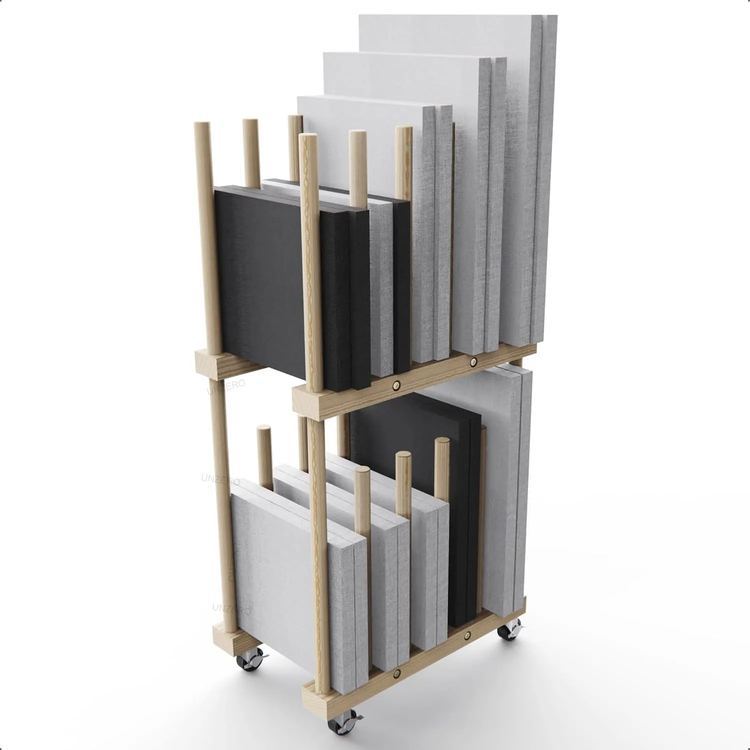 Art Storage Rack - Canvas & Paper Storage Stand with Handle & Caster Wheels for Art Studios & Gallery